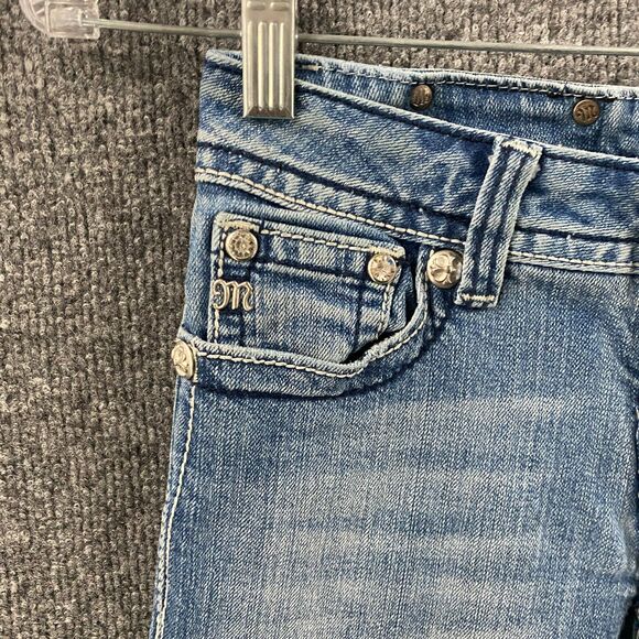 Miss Me Jeans Womens 26 Blue Capri Mid Rise Embroidered Flap Pockets Ladies - Picture 3 of 12